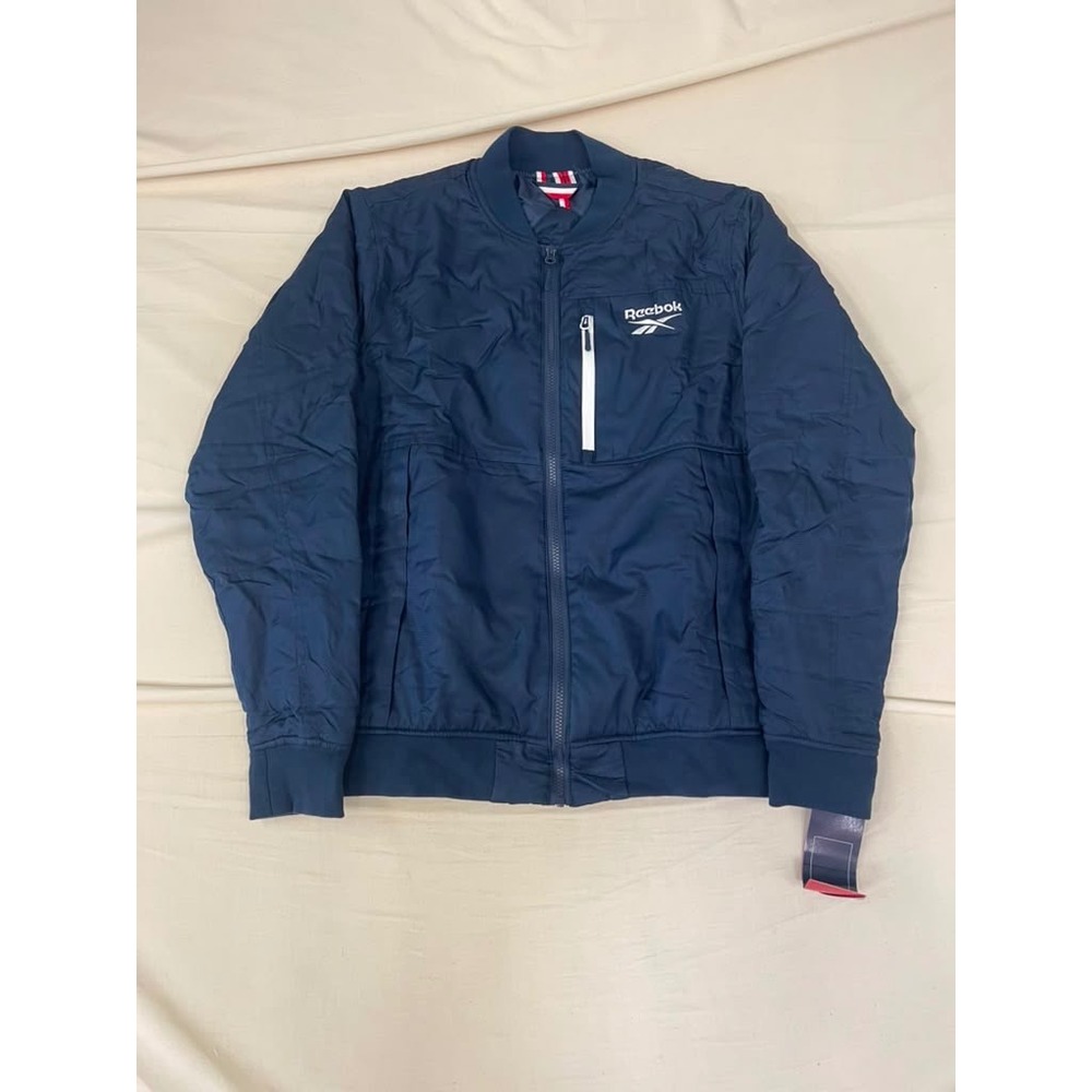 Reebok Mens Vector Navy Bomber Jacket Full Zip OMRB1537 Blue‎ Small NWT